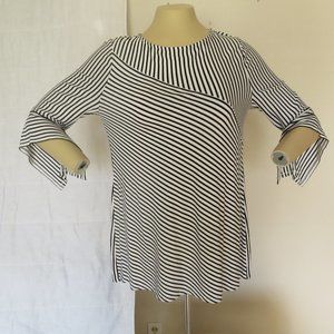 Chico's Striped Black White Tunic Top Size M